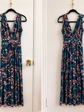 Fashion Nova Teal Floral Maxi Chemise